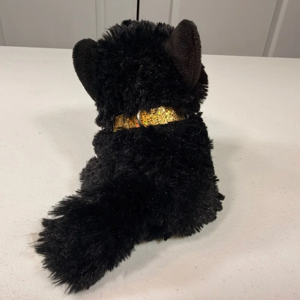 Justice Pixie Black Cat Plush Stuffed Animal Sparkle Glitter Collar 6 Inch Small